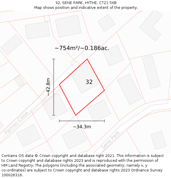 32, SENE PARK, HYTHE, CT21 5XB: Plot and title map