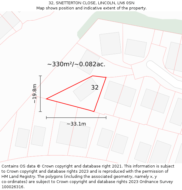32, SNETTERTON CLOSE, LINCOLN, LN6 0SN: Plot and title map