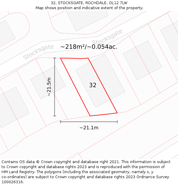 32, STOCKSGATE, ROCHDALE, OL12 7LW: Plot and title map