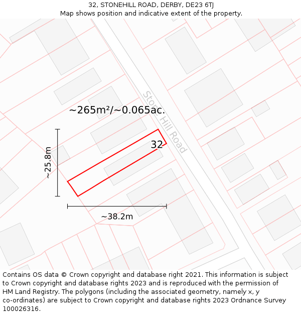 32, STONEHILL ROAD, DERBY, DE23 6TJ: Plot and title map