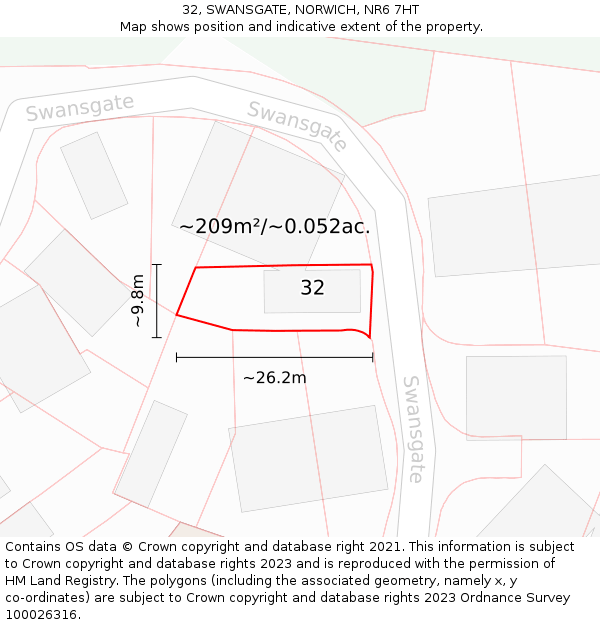 32, SWANSGATE, NORWICH, NR6 7HT: Plot and title map