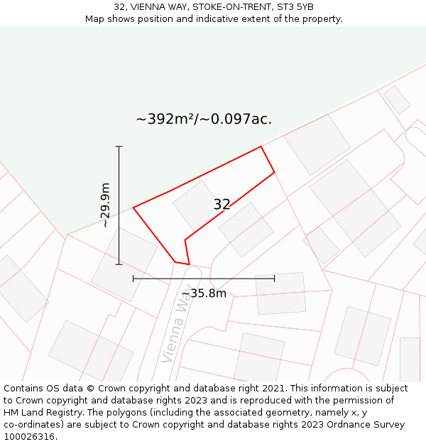 32, VIENNA WAY, STOKE-ON-TRENT, ST3 5YB: Plot and title map