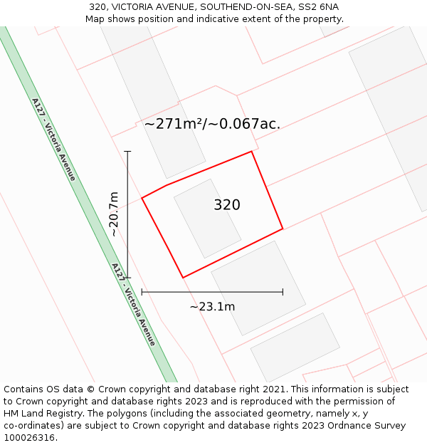 320, VICTORIA AVENUE, SOUTHEND-ON-SEA, SS2 6NA: Plot and title map
