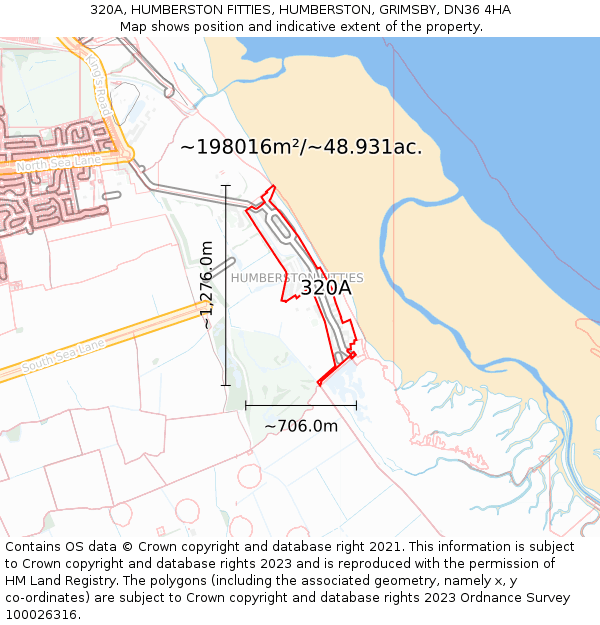 320A, HUMBERSTON FITTIES, HUMBERSTON, GRIMSBY, DN36 4HA: Plot and title map