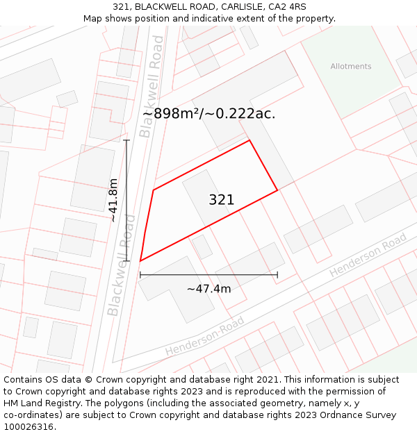 321, BLACKWELL ROAD, CARLISLE, CA2 4RS: Plot and title map