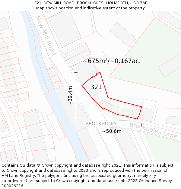 321, NEW MILL ROAD, BROCKHOLES, HOLMFIRTH, HD9 7AE: Plot and title map