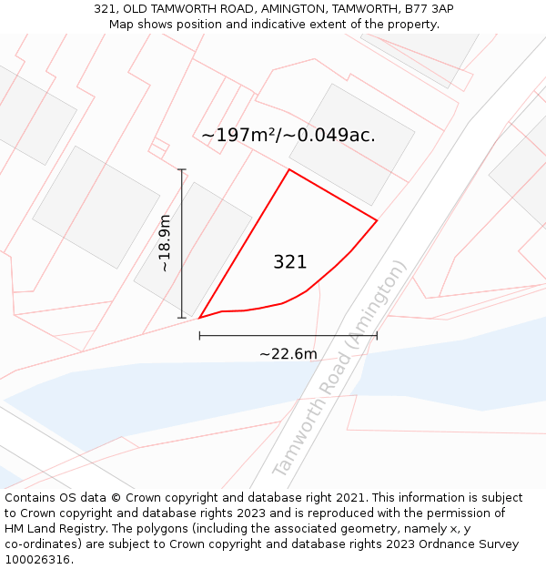 321, OLD TAMWORTH ROAD, AMINGTON, TAMWORTH, B77 3AP: Plot and title map