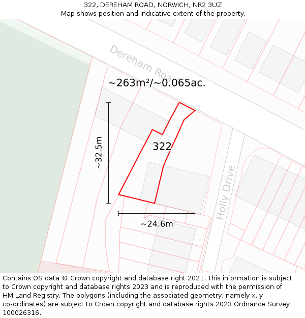 322, DEREHAM ROAD, NORWICH, NR2 3UZ: Plot and title map