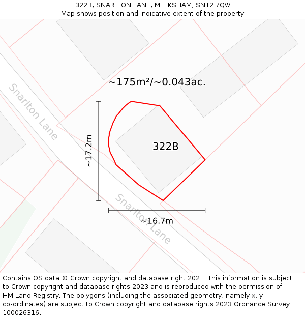 322B, SNARLTON LANE, MELKSHAM, SN12 7QW: Plot and title map