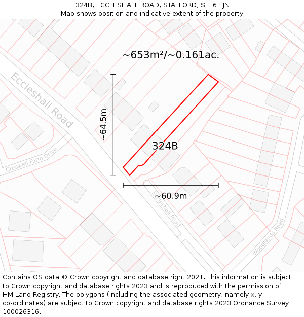 324B, ECCLESHALL ROAD, STAFFORD, ST16 1JN: Plot and title map