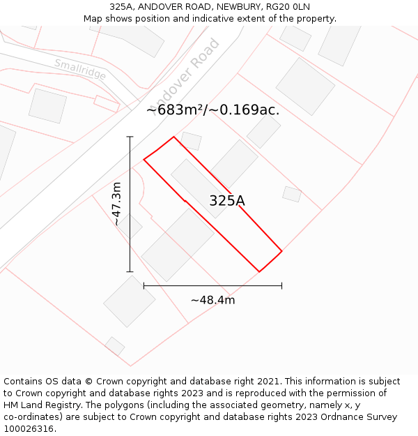 325A, ANDOVER ROAD, NEWBURY, RG20 0LN: Plot and title map