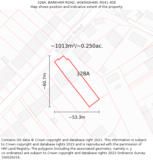 328A, BARKHAM ROAD, WOKINGHAM, RG41 4DE: Plot and title map