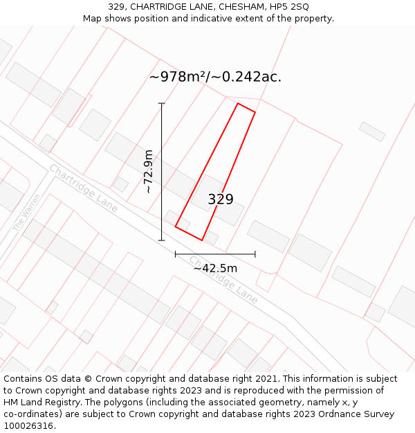 329, CHARTRIDGE LANE, CHESHAM, HP5 2SQ: Plot and title map