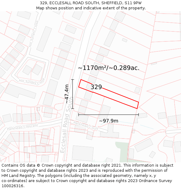329, ECCLESALL ROAD SOUTH, SHEFFIELD, S11 9PW: Plot and title map
