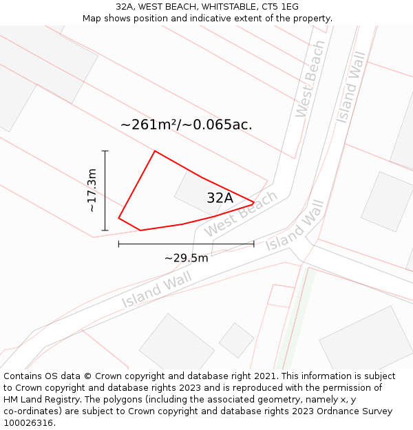32A, WEST BEACH, WHITSTABLE, CT5 1EG: Plot and title map