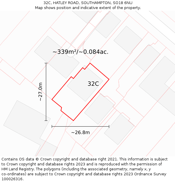 32C, HATLEY ROAD, SOUTHAMPTON, SO18 6NU: Plot and title map