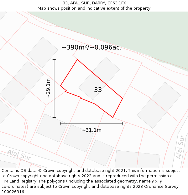 33, AFAL SUR, BARRY, CF63 1FX: Plot and title map