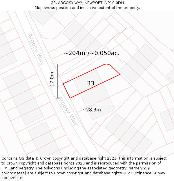 33, ARGOSY WAY, NEWPORT, NP19 0DH: Plot and title map