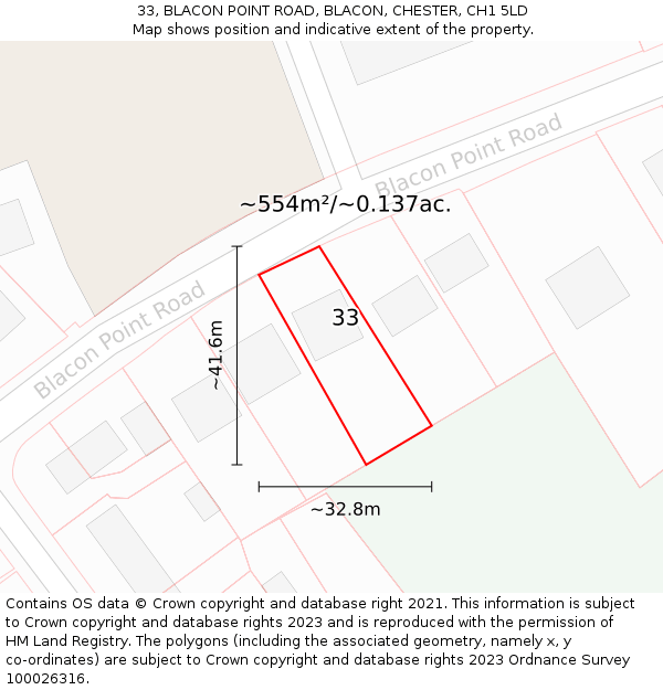 33, BLACON POINT ROAD, BLACON, CHESTER, CH1 5LD: Plot and title map