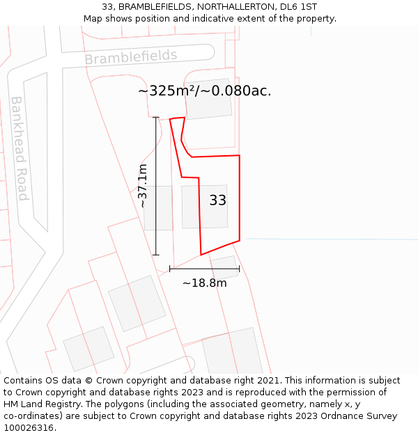 33, BRAMBLEFIELDS, NORTHALLERTON, DL6 1ST: Plot and title map