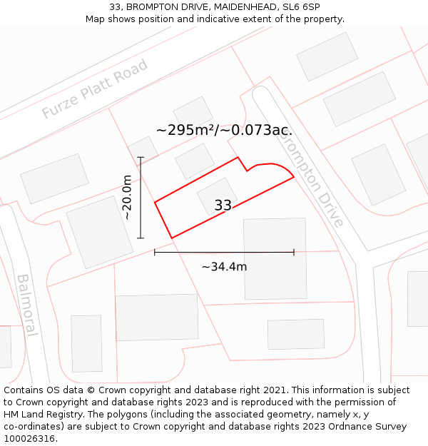 33, BROMPTON DRIVE, MAIDENHEAD, SL6 6SP: Plot and title map