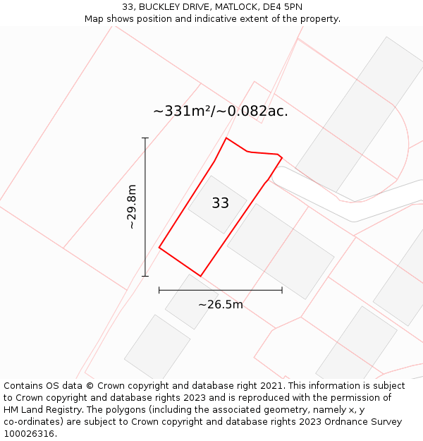 33, BUCKLEY DRIVE, MATLOCK, DE4 5PN: Plot and title map