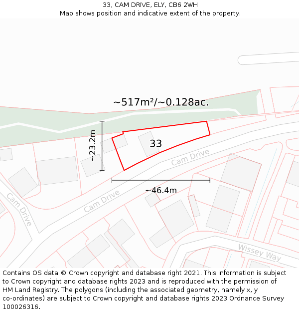 33, CAM DRIVE, ELY, CB6 2WH: Plot and title map