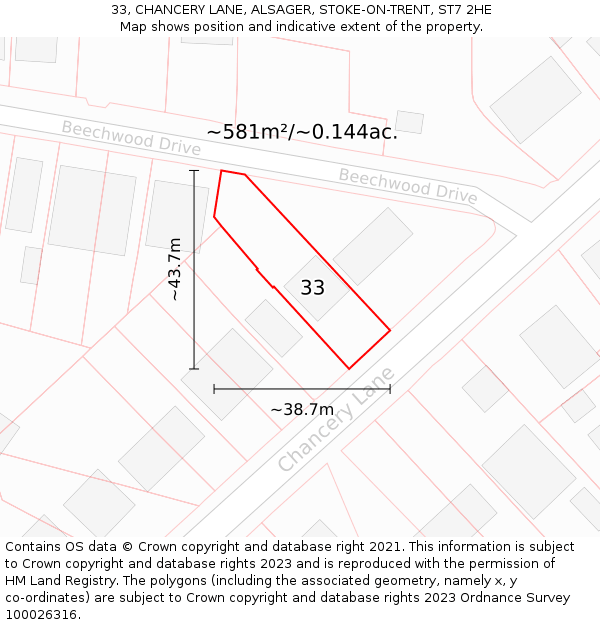 33, CHANCERY LANE, ALSAGER, STOKE-ON-TRENT, ST7 2HE: Plot and title map