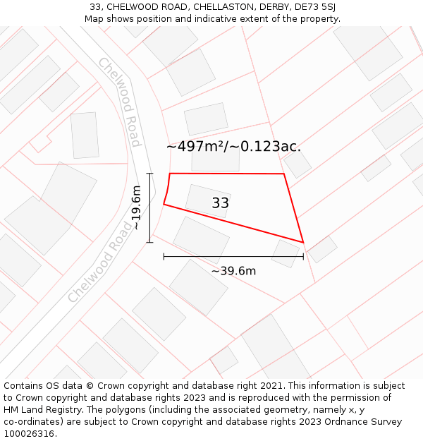 33, CHELWOOD ROAD, CHELLASTON, DERBY, DE73 5SJ: Plot and title map