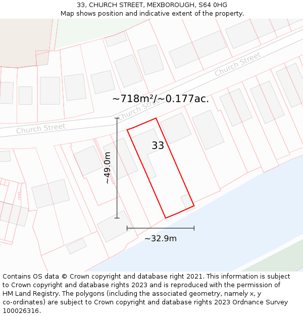 33, CHURCH STREET, MEXBOROUGH, S64 0HG: Plot and title map