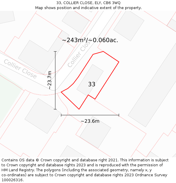33, COLLIER CLOSE, ELY, CB6 3WQ: Plot and title map
