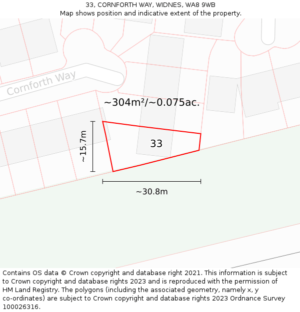 33, CORNFORTH WAY, WIDNES, WA8 9WB: Plot and title map