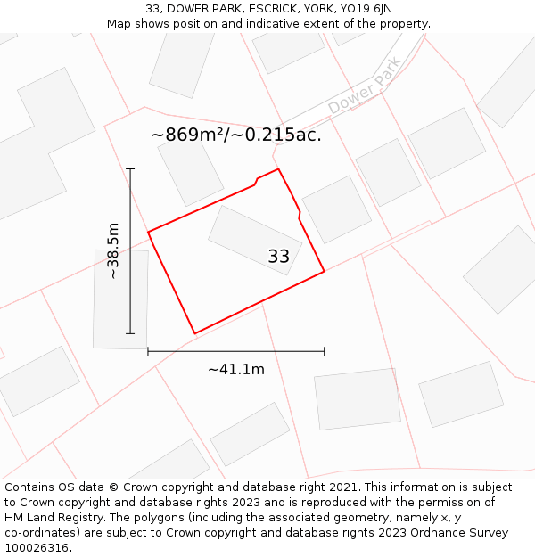 33, DOWER PARK, ESCRICK, YORK, YO19 6JN: Plot and title map