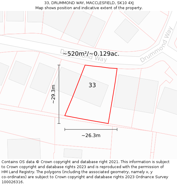 33, DRUMMOND WAY, MACCLESFIELD, SK10 4XJ: Plot and title map