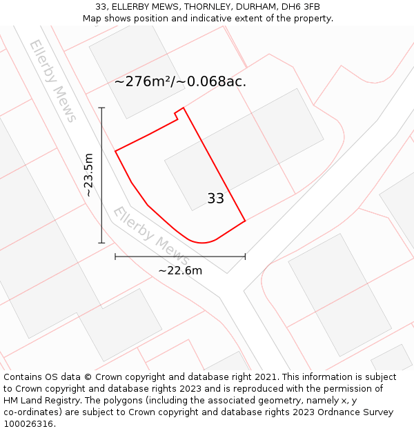 33, ELLERBY MEWS, THORNLEY, DURHAM, DH6 3FB: Plot and title map