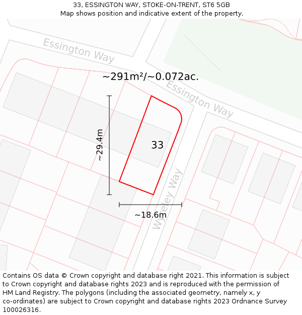 33, ESSINGTON WAY, STOKE-ON-TRENT, ST6 5GB: Plot and title map