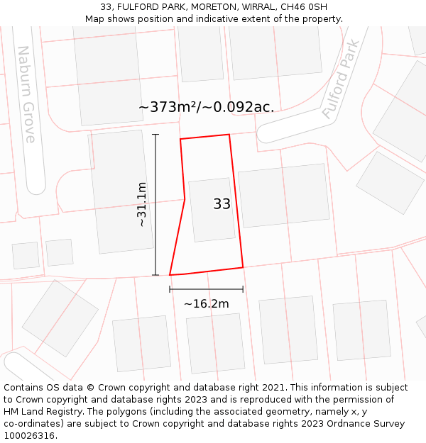 33, FULFORD PARK, MORETON, WIRRAL, CH46 0SH: Plot and title map