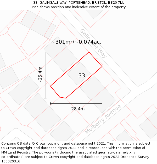 33, GALINGALE WAY, PORTISHEAD, BRISTOL, BS20 7LU: Plot and title map