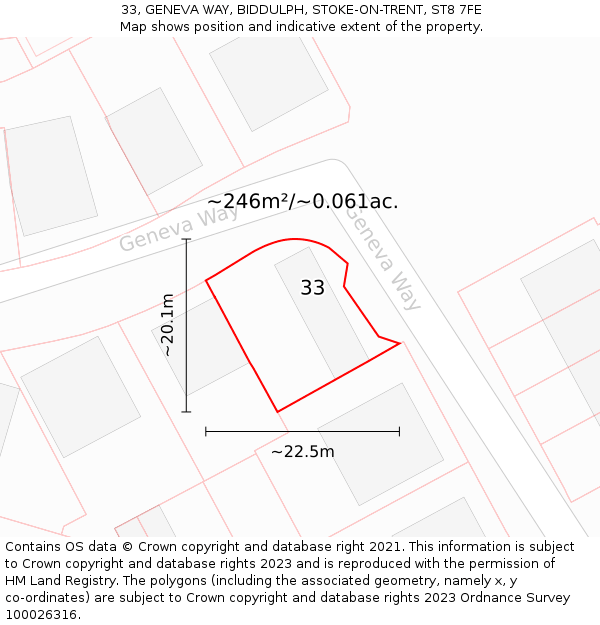 33, GENEVA WAY, BIDDULPH, STOKE-ON-TRENT, ST8 7FE: Plot and title map