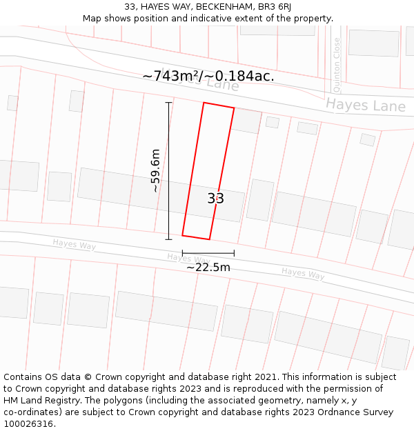 33, HAYES WAY, BECKENHAM, BR3 6RJ: Plot and title map