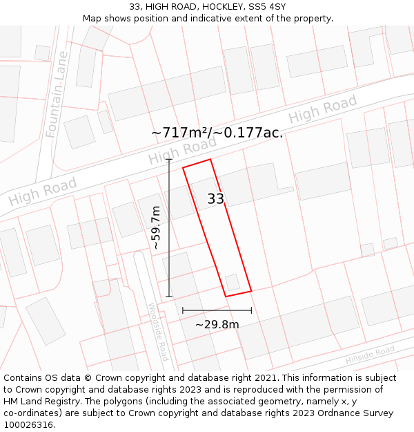 33, HIGH ROAD, HOCKLEY, SS5 4SY: Plot and title map
