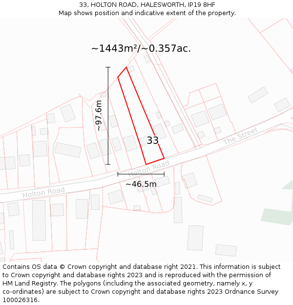 33, HOLTON ROAD, HALESWORTH, IP19 8HF: Plot and title map