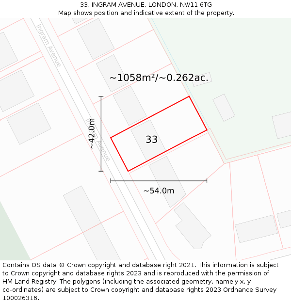 33, INGRAM AVENUE, LONDON, NW11 6TG: Plot and title map