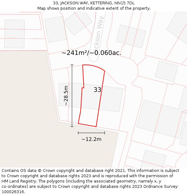 33, JACKSON WAY, KETTERING, NN15 7DL: Plot and title map