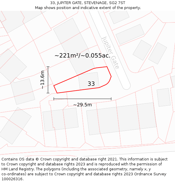 33, JUPITER GATE, STEVENAGE, SG2 7ST: Plot and title map