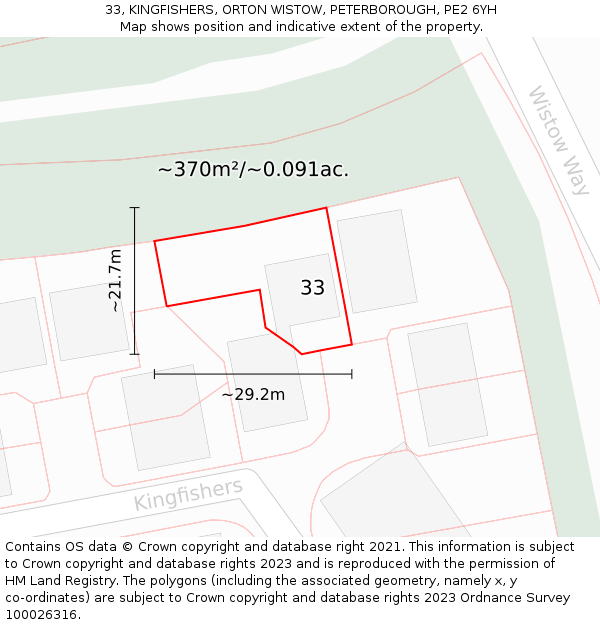 33, KINGFISHERS, ORTON WISTOW, PETERBOROUGH, PE2 6YH: Plot and title map