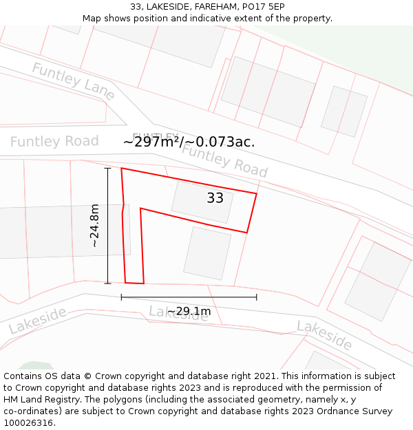 33, LAKESIDE, FAREHAM, PO17 5EP: Plot and title map