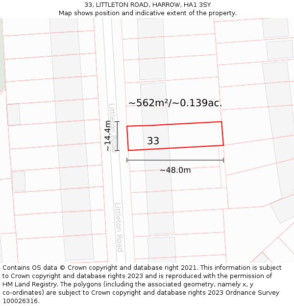 33, LITTLETON ROAD, HARROW, HA1 3SY: Plot and title map
