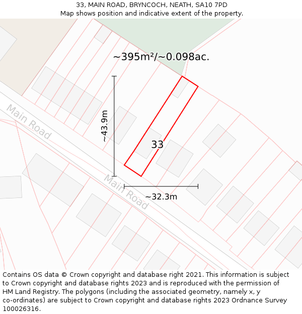 33, MAIN ROAD, BRYNCOCH, NEATH, SA10 7PD: Plot and title map
