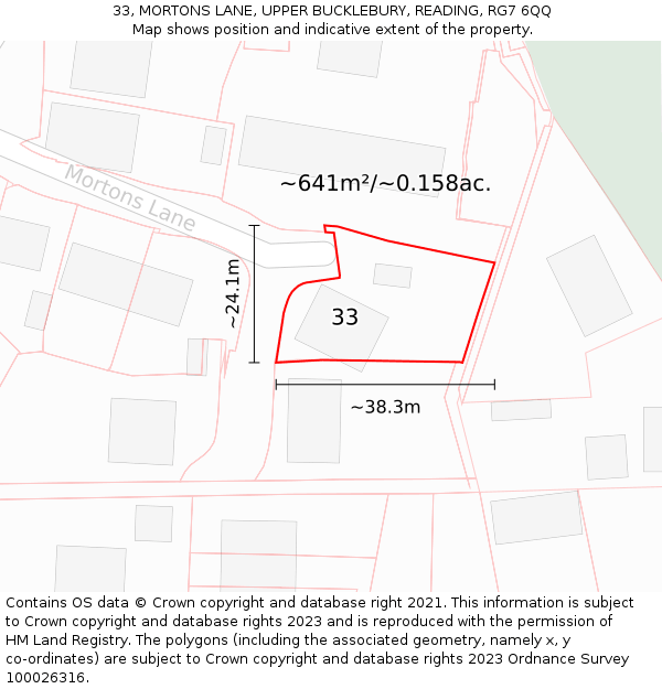 33, MORTONS LANE, UPPER BUCKLEBURY, READING, RG7 6QQ: Plot and title map